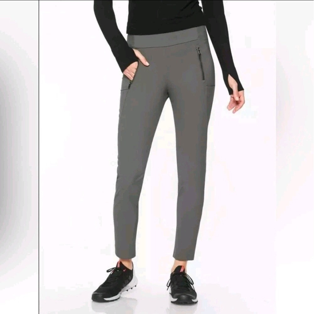 Athleta Highline Hybrid Hike Tight Pull-On Gray Pants‎ Zipper Pockets Size SP